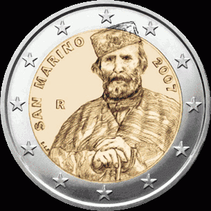 San Marino 2 euro 2007 Garibaldi BU in blister